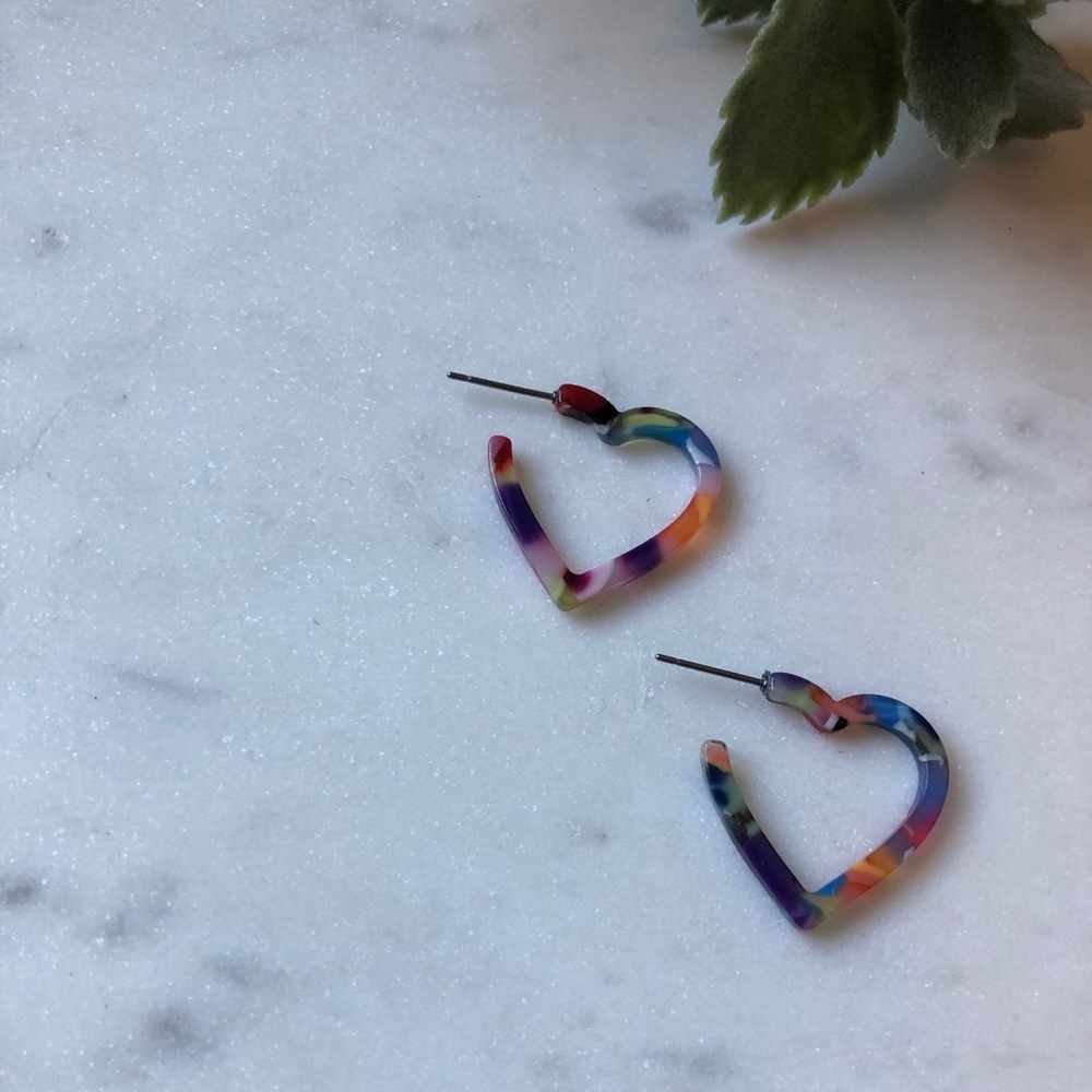 The Eva - Small Multi-Colored Heart Hoops - Picture 2 of 4